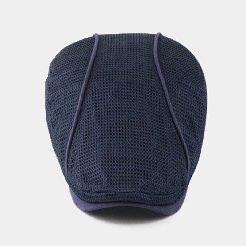 Mænd Dacron Solid Color Mesh Åndbar Solcreme Baret Flad Kasket