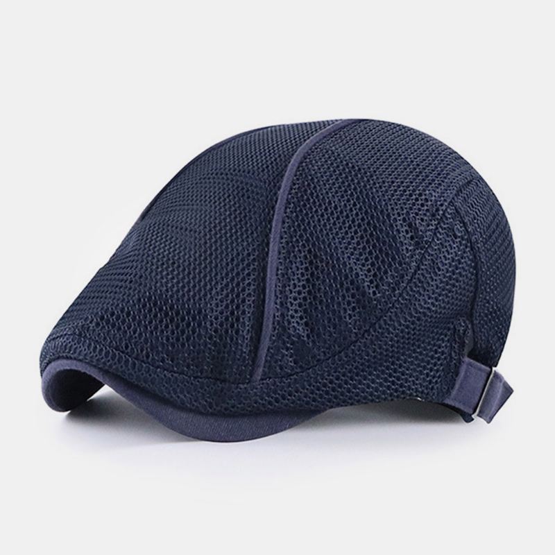 Mænd Dacron Solid Color Mesh Åndbar Solcreme Baret Flad Kasket