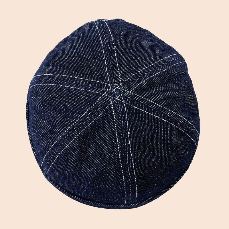 Mænd Denim Dome Brev Broderi Udlejer Kasket Hip Hop Sommer Solsejl Justerbar Brimless Beanie Skull Cap