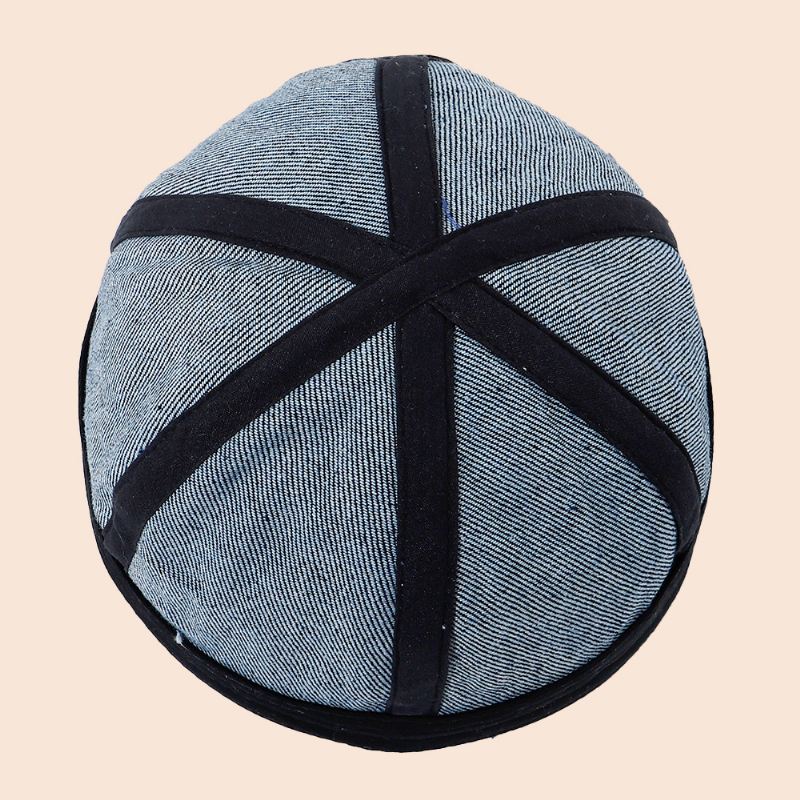 Mænd Denim Dome Brev Broderi Udlejer Kasket Hip Hop Sommer Solsejl Justerbar Brimless Beanie Skull Cap