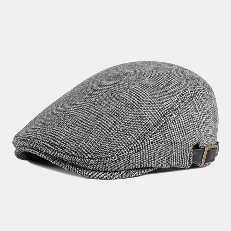 Mænd Efterår Vinter Varme Sildeben Baretter Britisk Retro Justerbar Newsboy Hat Forward Hat