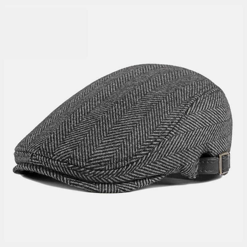 Mænd Efterår Vinter Varme Sildeben Baretter Britisk Retro Justerbar Newsboy Hat Forward Hat