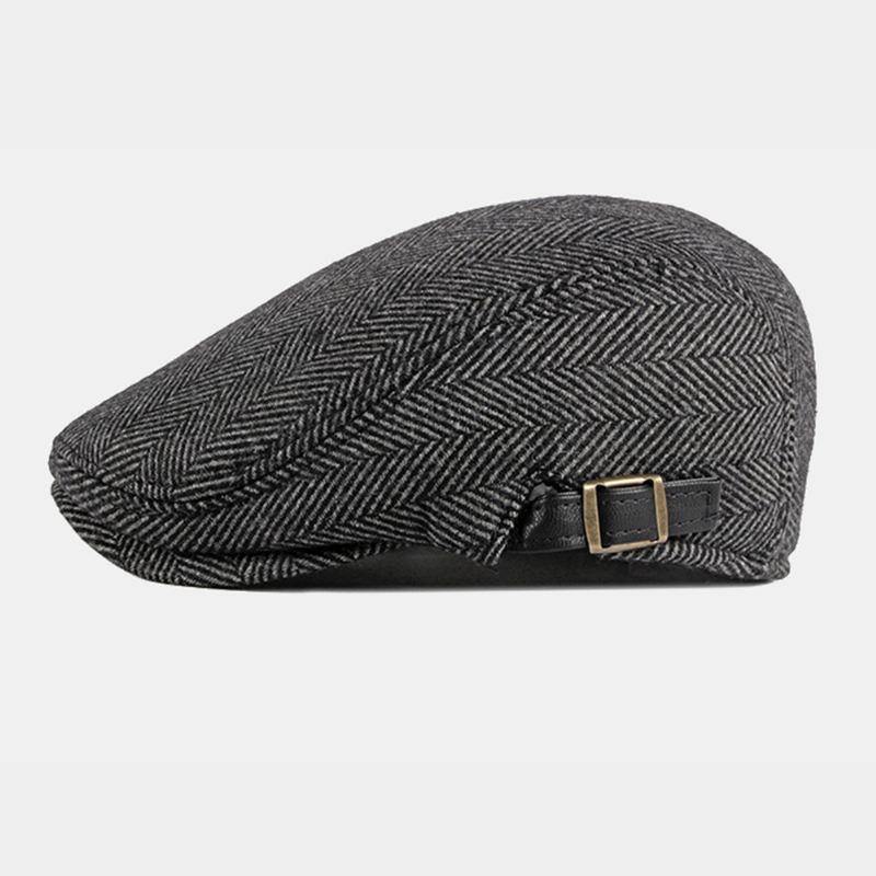 Mænd Efterår Vinter Varme Sildeben Baretter Britisk Retro Justerbar Newsboy Hat Forward Hat