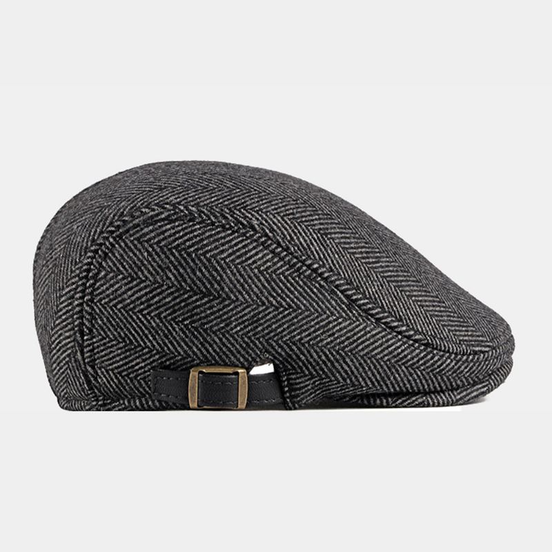 Mænd Efterår Vinter Varme Sildeben Baretter Britisk Retro Justerbar Newsboy Hat Forward Hat