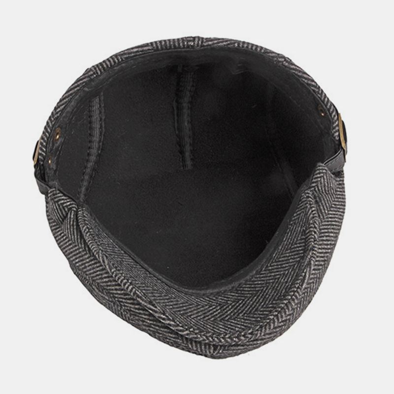 Mænd Efterår Vinter Varme Sildeben Baretter Britisk Retro Justerbar Newsboy Hat Forward Hat