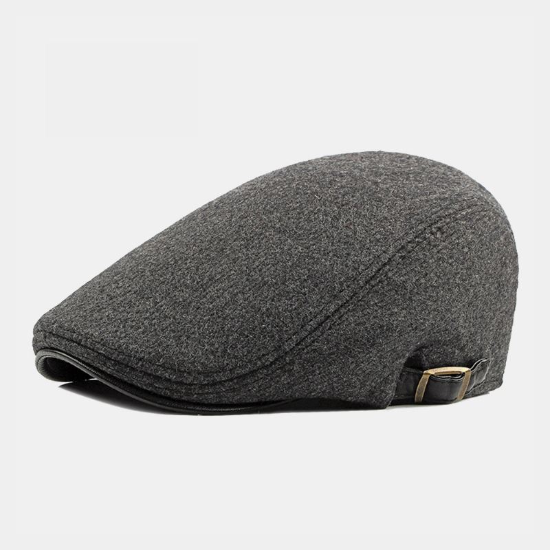 Mænd Efterår Vinter Varme Sildeben Baretter Britisk Retro Justerbar Newsboy Hat Forward Hat