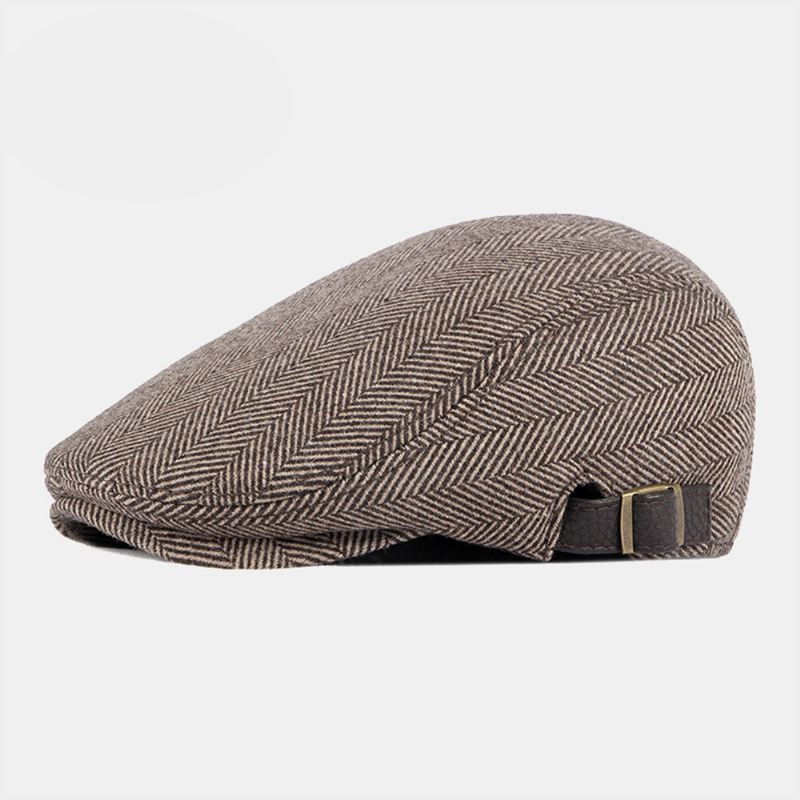 Mænd Efterår Vinter Varme Sildeben Baretter Britisk Retro Justerbar Newsboy Hat Forward Hat