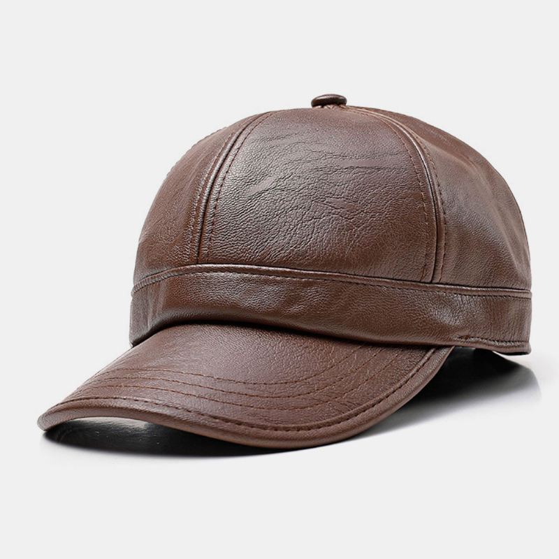 Mænd Imiteret Læder Ørebeskyttet Holde Varmen Casual Solid Baseball Hat