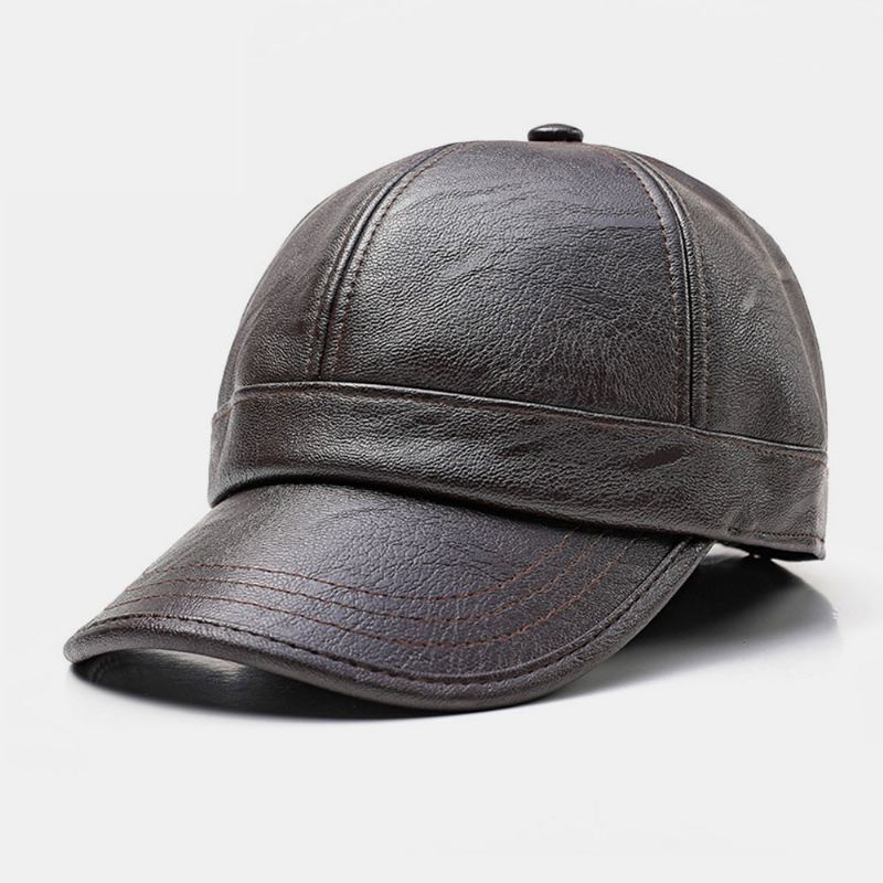 Mænd Imiteret Læder Ørebeskyttet Holde Varmen Casual Solid Baseball Hat