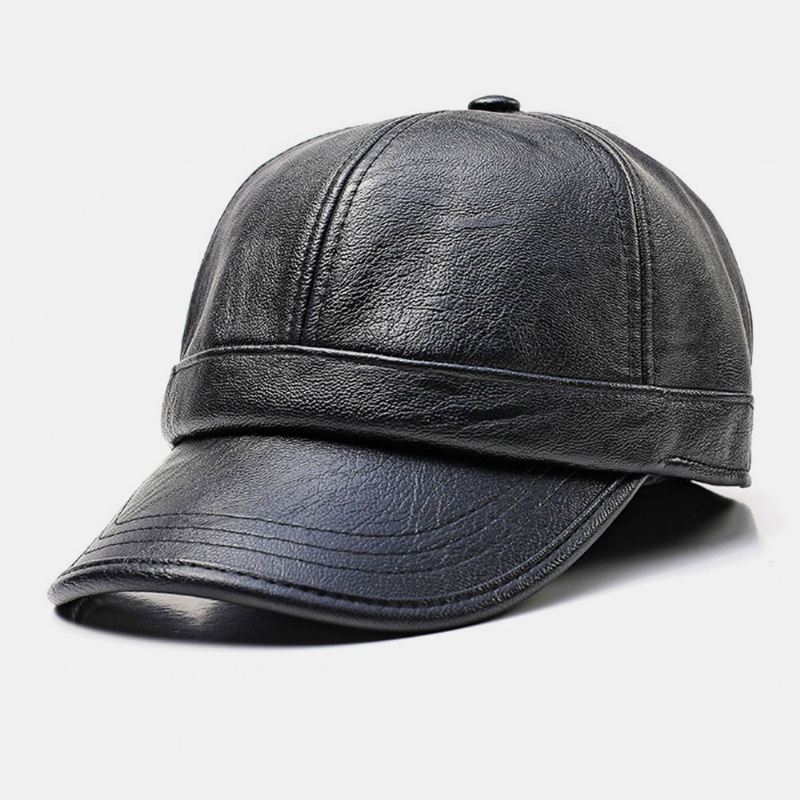 Mænd Imiteret Læder Ørebeskyttet Holde Varmen Casual Solid Baseball Hat