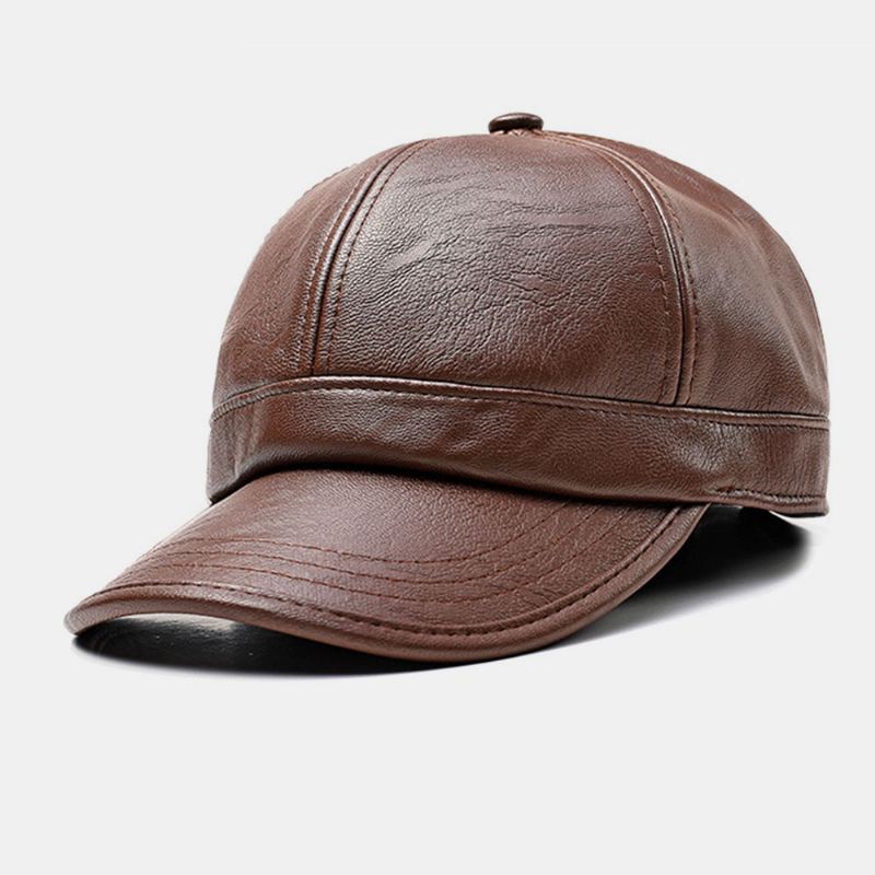 Mænd Imiteret Læder Ørebeskyttet Holde Varmen Casual Solid Baseball Hat