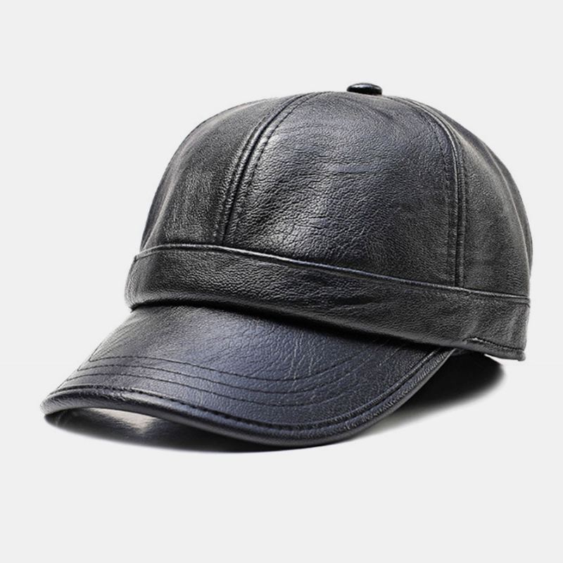 Mænd Imiteret Læder Ørebeskyttet Holde Varmen Casual Solid Baseball Hat