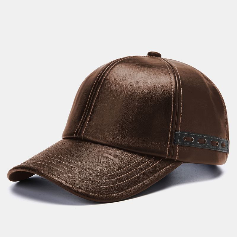 Mænd Kunstlæder Vintage Baseball Cap Personlighed Med Vævet Hat