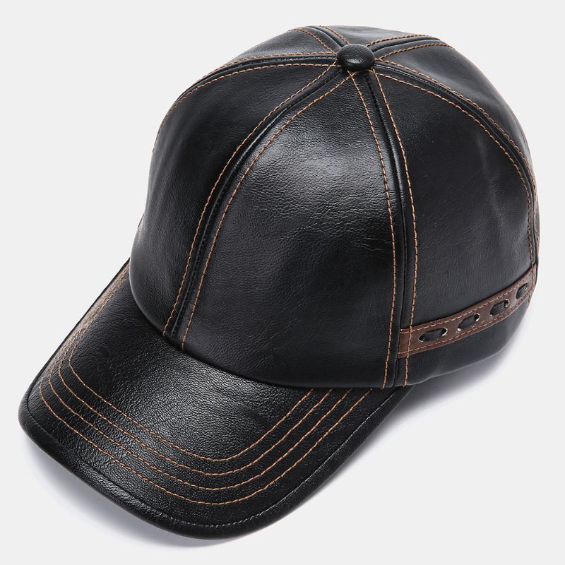 Mænd Kunstlæder Vintage Baseball Cap Personlighed Med Vævet Hat