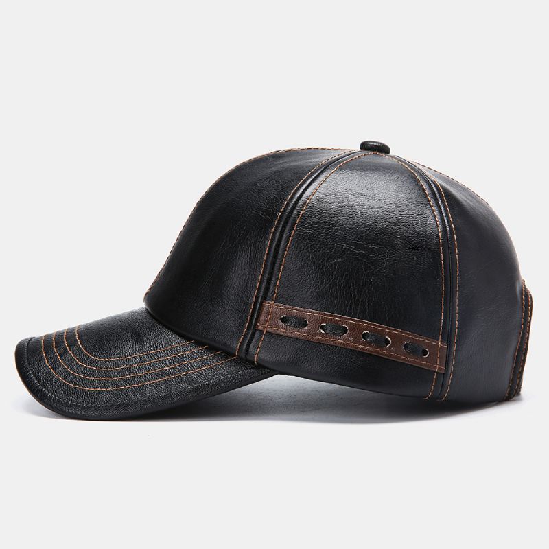 Mænd Kunstlæder Vintage Baseball Cap Personlighed Med Vævet Hat