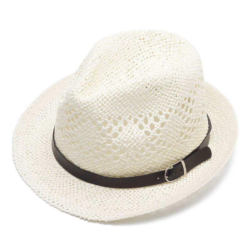 Mænd Kvinder Personlig Håndlavet Straw Jazz Hat Udendørs Rejse Strand Åndbar Mesh Hollow Sun Cap