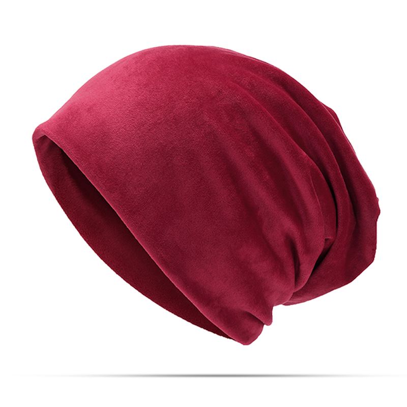 Mænd Kvinder Solid Velvet Warm Beanie Hat Casual Ørebeskyttelse Vinter Hat