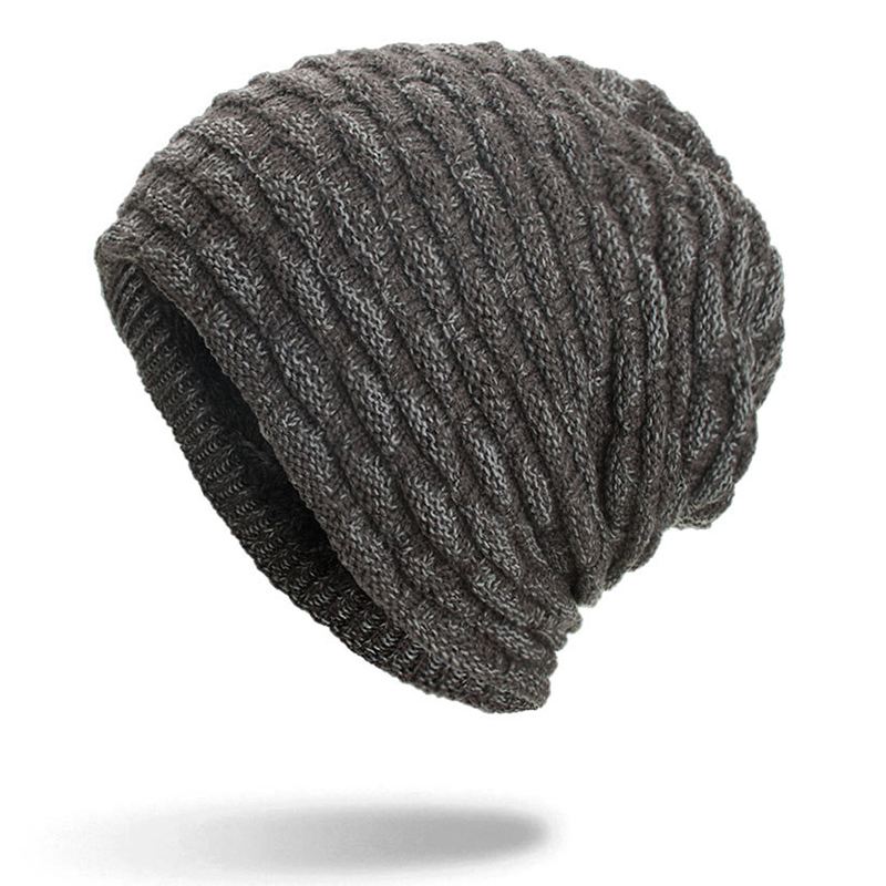 Mænd Kvinder Special Stripe Plus Velvet Knitted Hat Beanie Caps