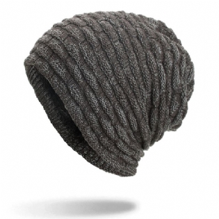 Mænd Kvinder Special Stripe Plus Velvet Knitted Hat Beanie Caps