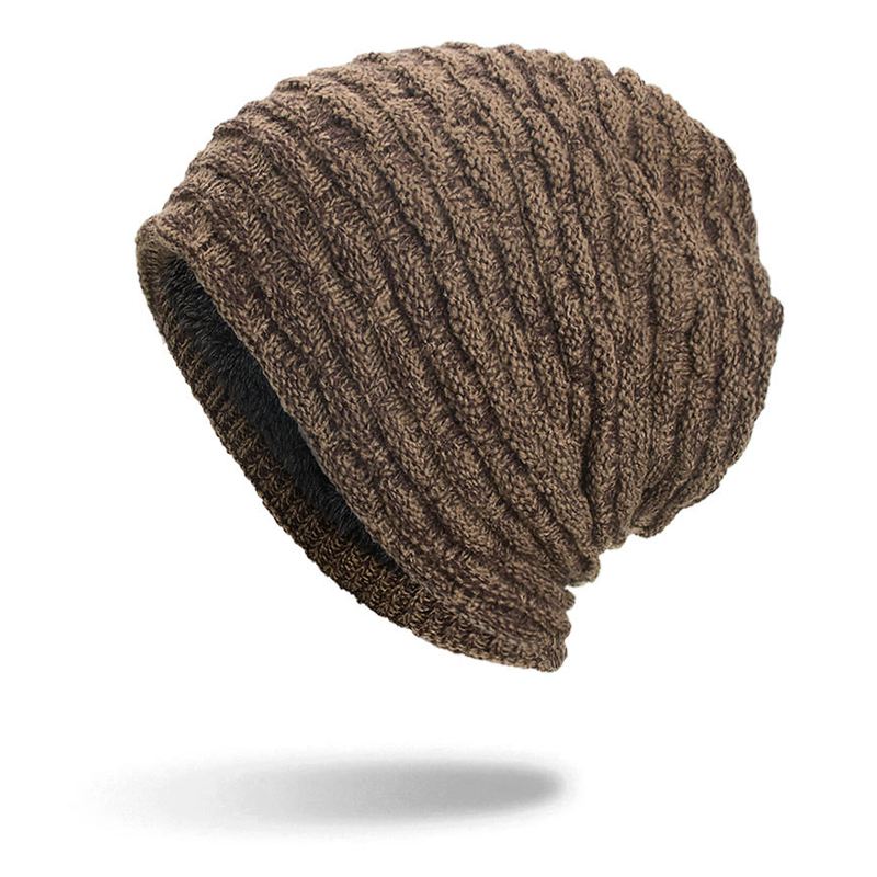 Mænd Kvinder Special Stripe Plus Velvet Knitted Hat Beanie Caps