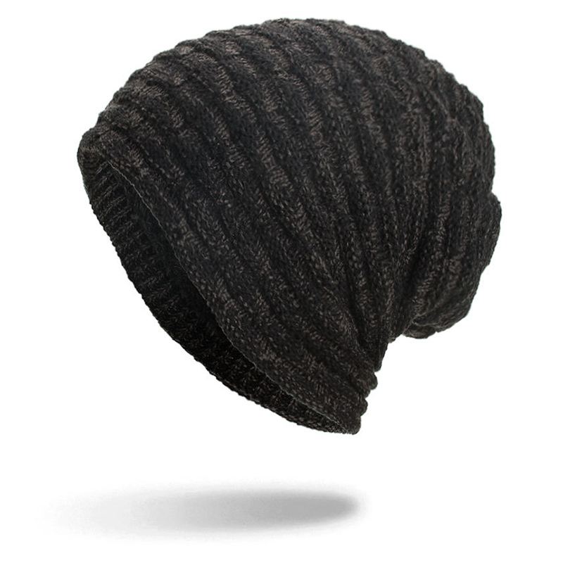 Mænd Kvinder Special Stripe Plus Velvet Knitted Hat Beanie Caps