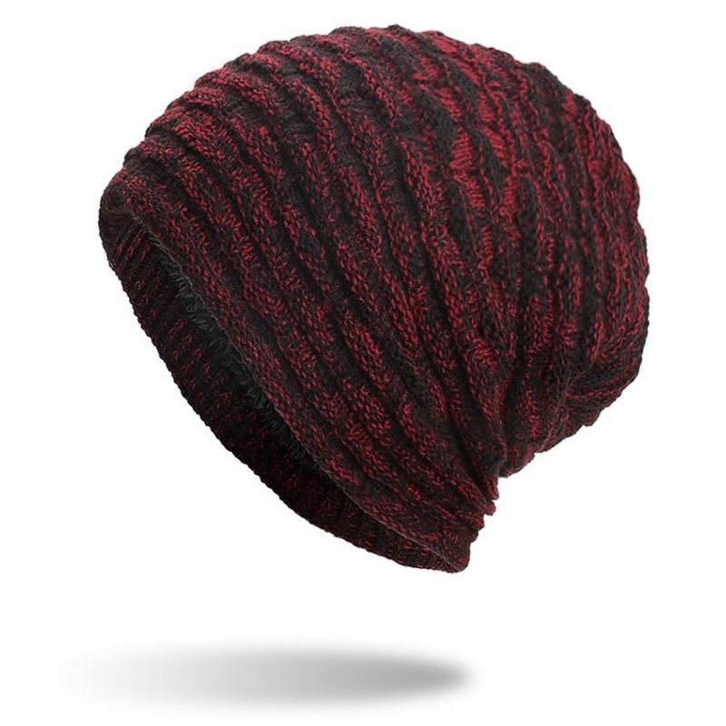 Mænd Kvinder Special Stripe Plus Velvet Knitted Hat Beanie Caps