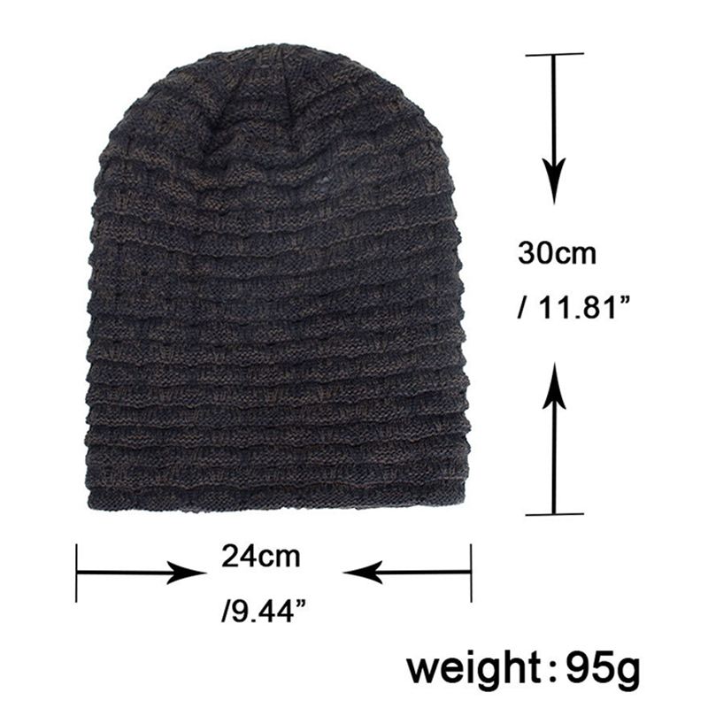 Mænd Kvinder Special Stripe Plus Velvet Knitted Hat Beanie Caps