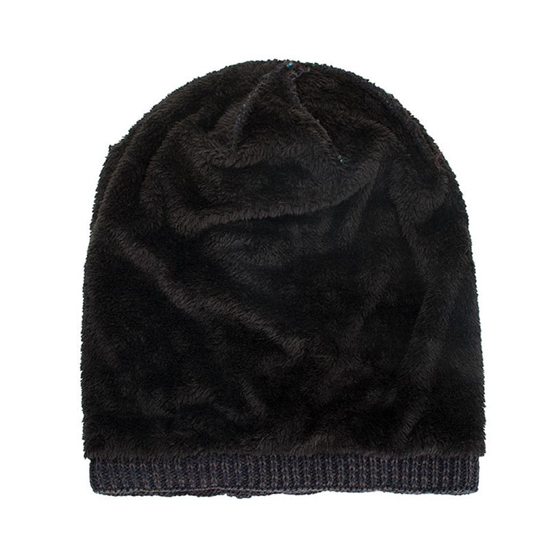 Mænd Kvinder Special Stripe Plus Velvet Knitted Hat Beanie Caps