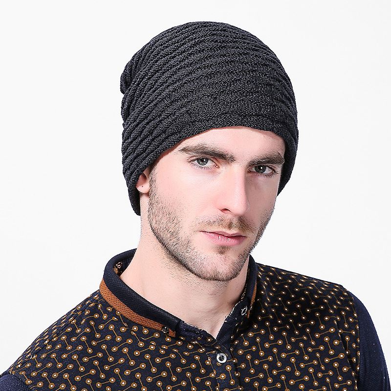 Mænd Kvinder Stripe Strikket Tykkere Varm Beanie Cap