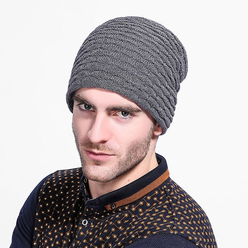 Mænd Kvinder Stripe Strikket Tykkere Varm Beanie Cap