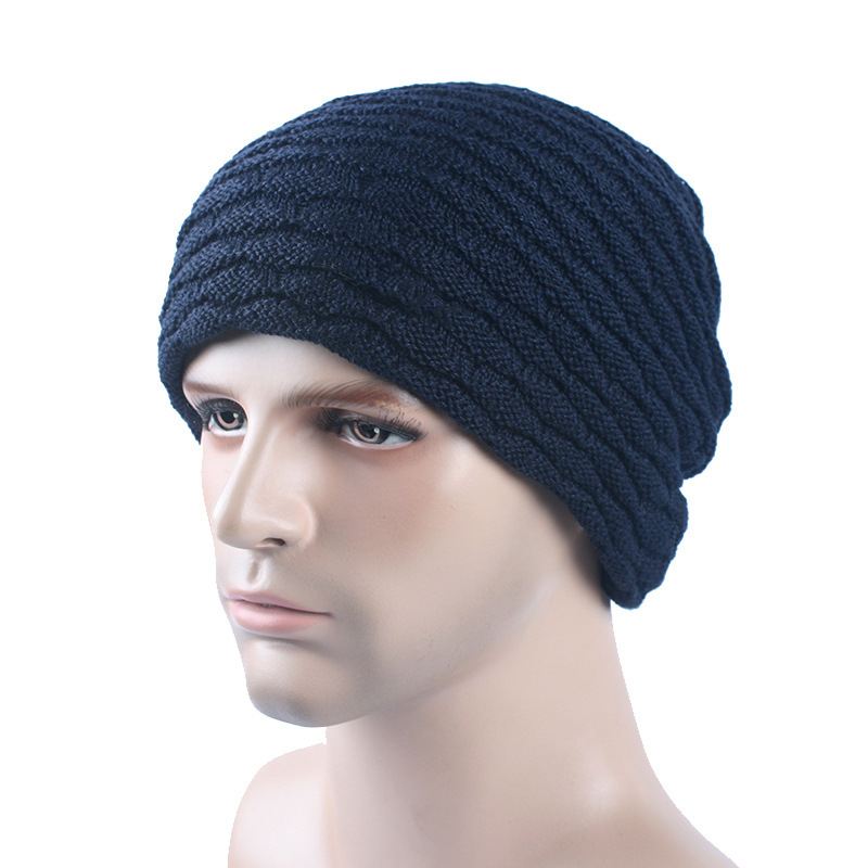 Mænd Kvinder Stripe Strikket Tykkere Varm Beanie Cap