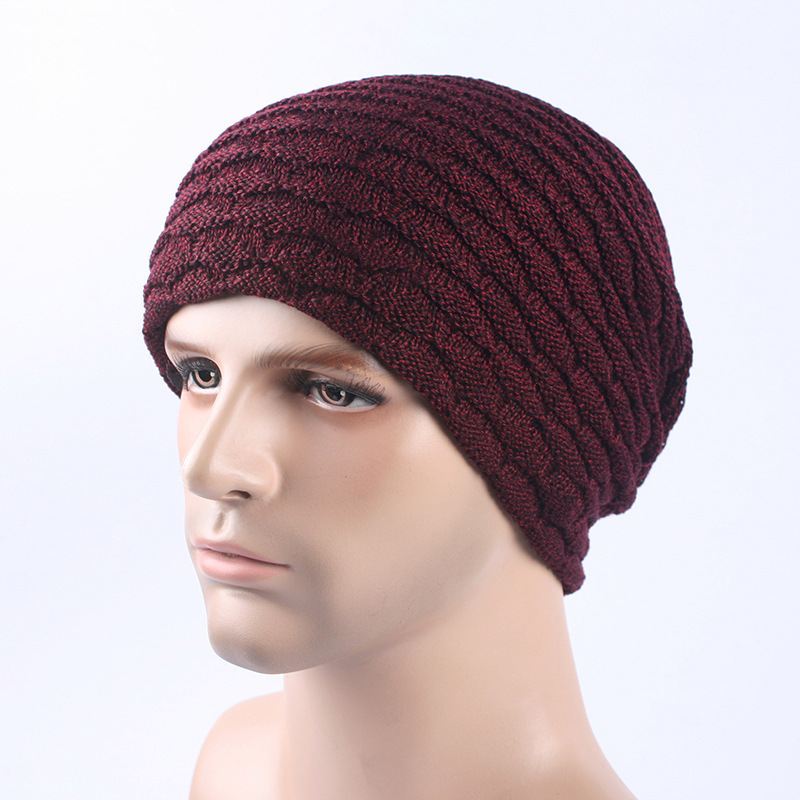 Mænd Kvinder Stripe Strikket Tykkere Varm Beanie Cap