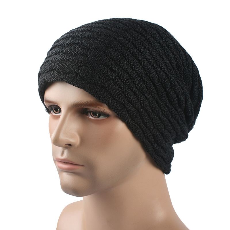 Mænd Kvinder Stripe Strikket Tykkere Varm Beanie Cap