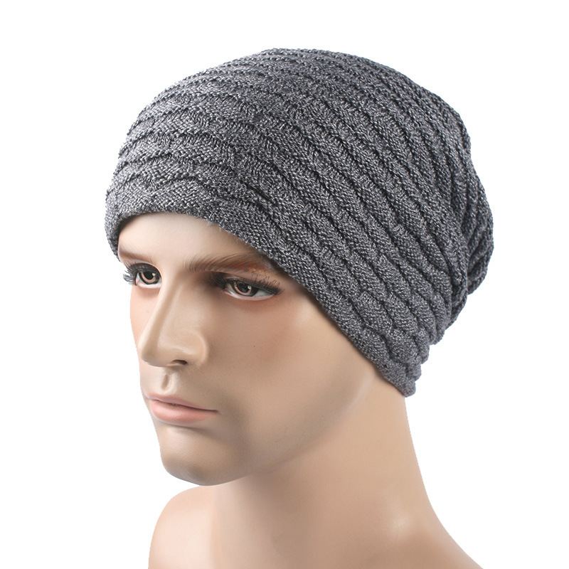 Mænd Kvinder Stripe Strikket Tykkere Varm Beanie Cap