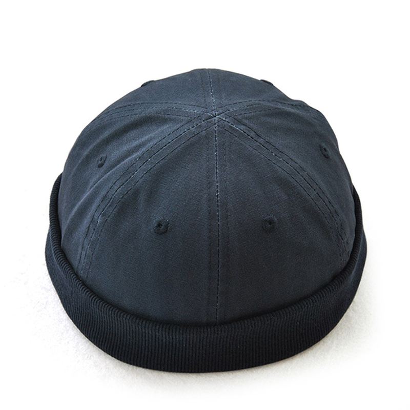 Mænd Plus Størrelse Hatte Retro Solid Brimless Hat Justerbar Varm Skullcap Sailor Cap