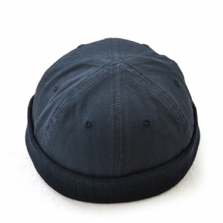 Mænd Plus Størrelse Hatte Retro Solid Brimless Hat Justerbar Varm Skullcap Sailor Cap