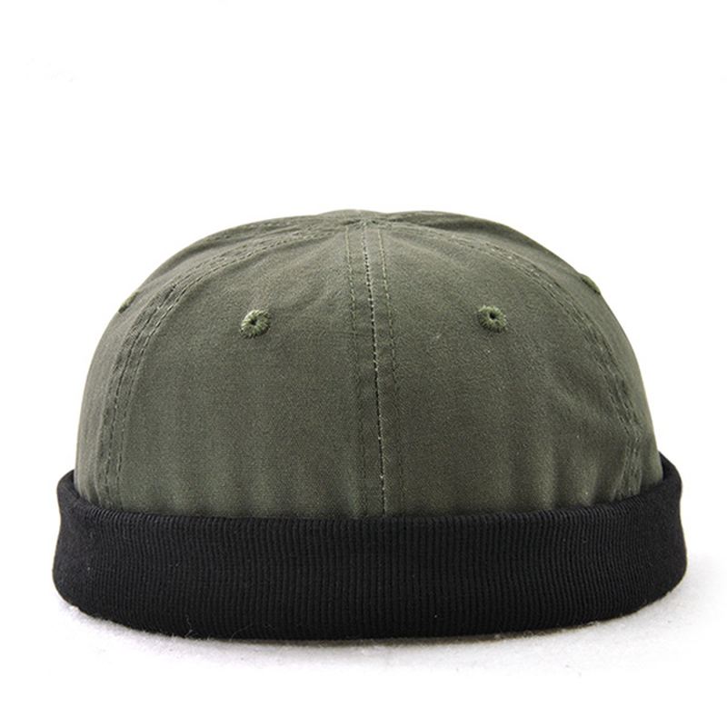 Mænd Plus Størrelse Hatte Retro Solid Brimless Hat Justerbar Varm Skullcap Sailor Cap