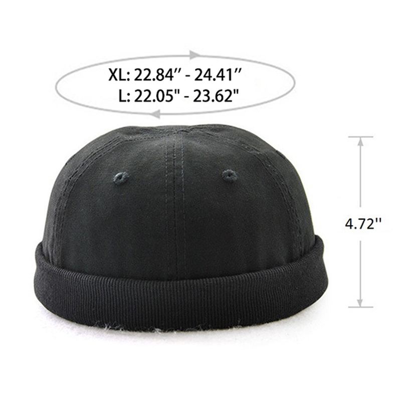 Mænd Plus Størrelse Hatte Retro Solid Brimless Hat Justerbar Varm Skullcap Sailor Cap