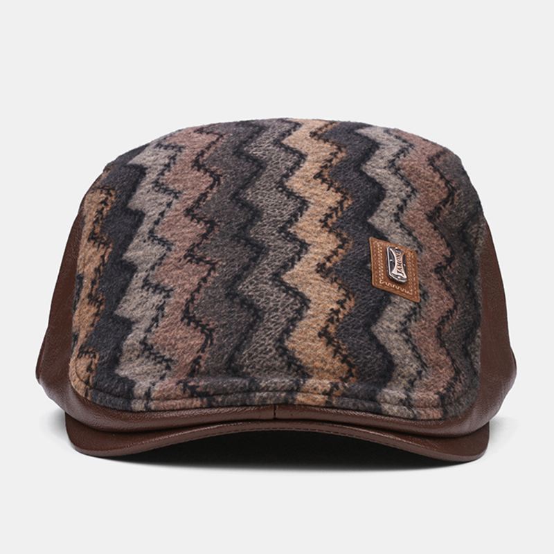 Mænd Retro Casual Udendørs Wave Stripe Patchwork Baseret Hat Fremad Hat