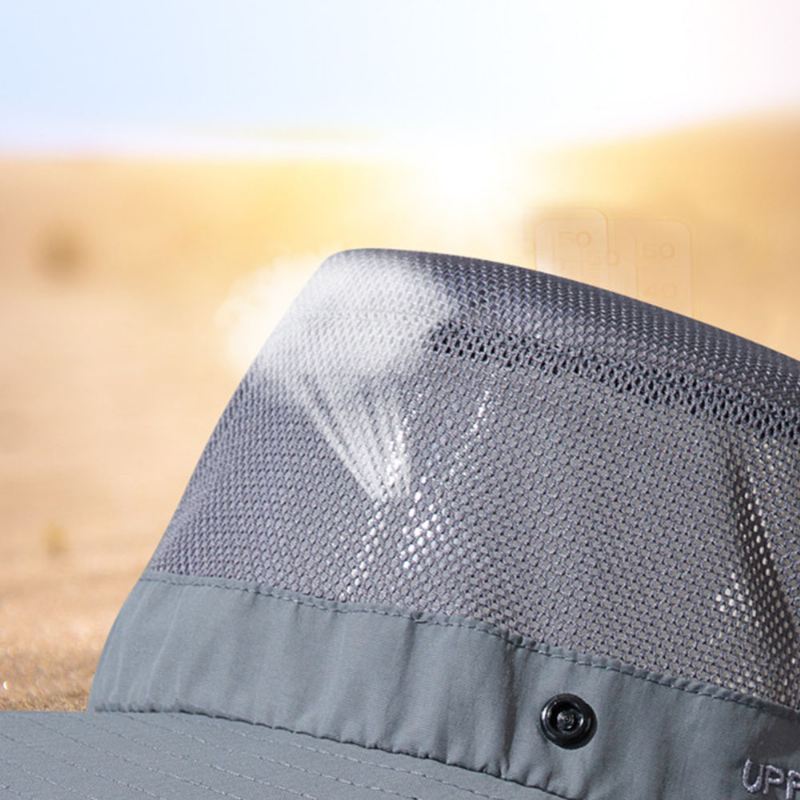 Mænd Sommer Uv-beskyttelse Wild Big Rim 12 Centimeter Visir Justerbar Solhat Bucket Hat Til Fiskeri Bjergbestigning