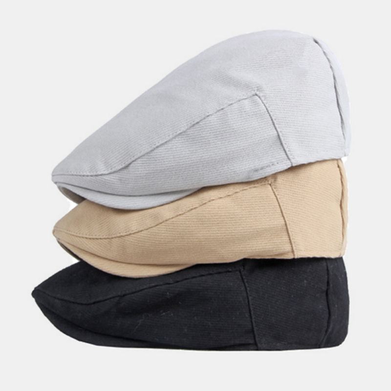 Mænd Stribede Baretter Bomuld Casual Solcreme Brief Flat Caps Newsboy Hat Peaked Cap Forward Cap