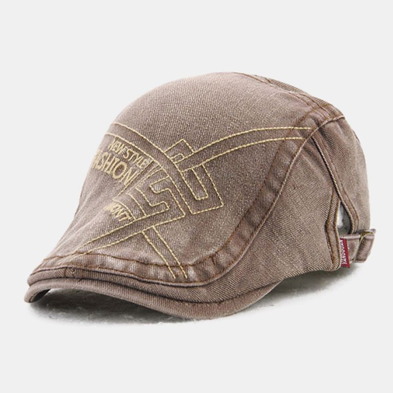 Mænd Tredimensionelle Brev Broderi Baret Cap Casual Justerbar Solcreme Flad Kasket Maler Hat