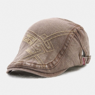 Mænd Tredimensionelle Brev Broderi Baret Cap Casual Justerbar Solcreme Flad Kasket Maler Hat