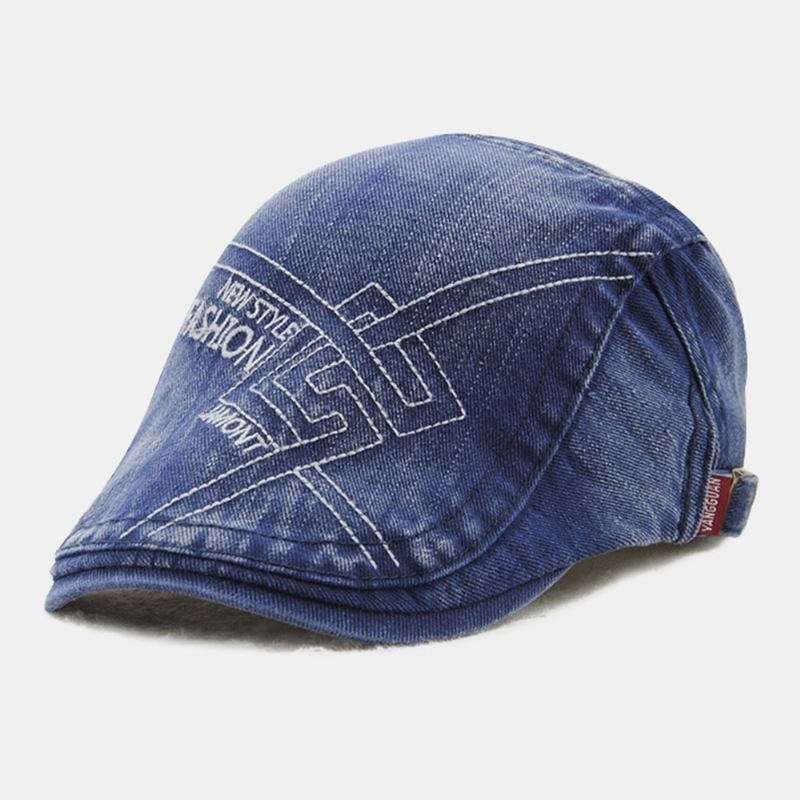 Mænd Tredimensionelle Brev Broderi Baret Cap Casual Justerbar Solcreme Flad Kasket Maler Hat