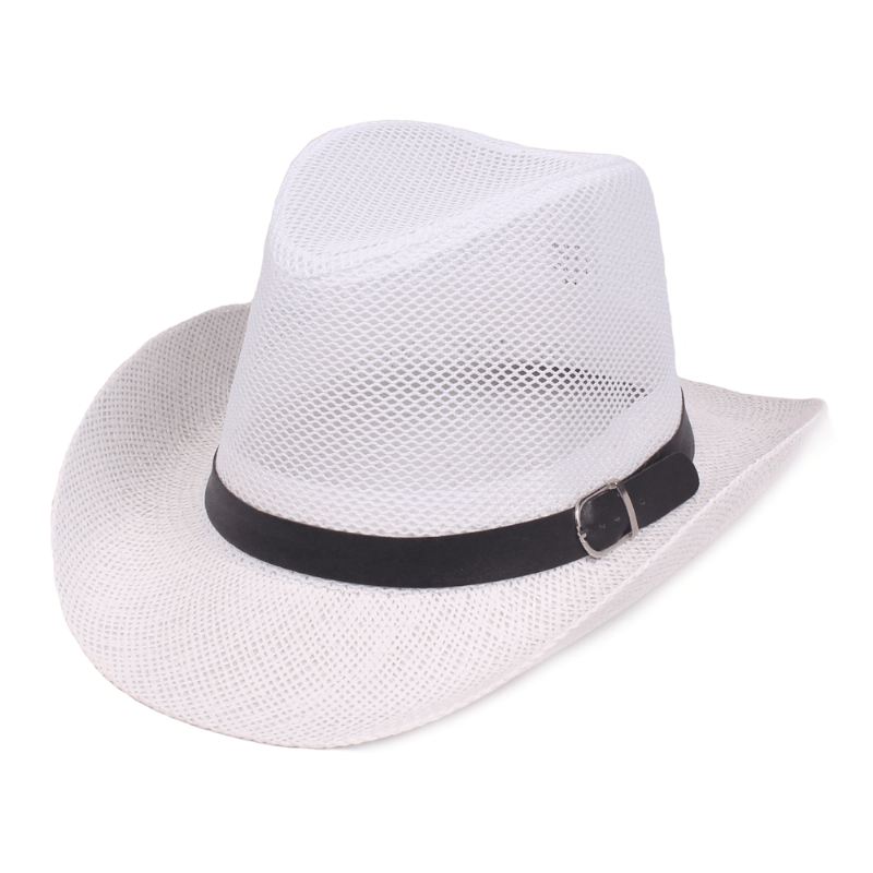 Mænd Udendørs Åndbar Mesh Bowler Jazz Hat Cowboy Sunshade Stråhat