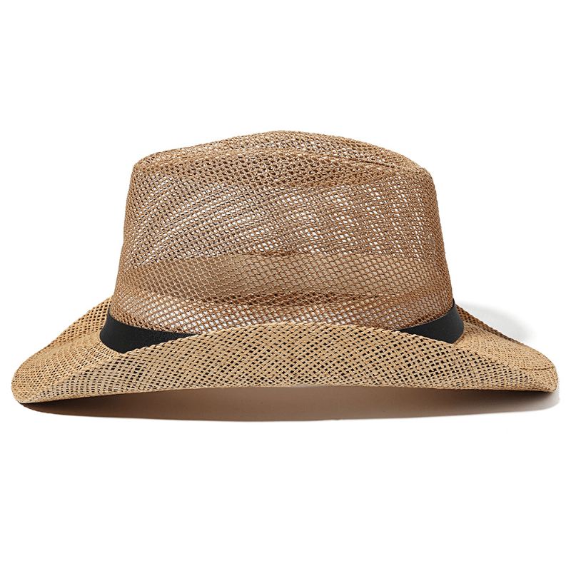 Mænd Udendørs Åndbar Mesh Bowler Jazz Hat Cowboy Sunshade Stråhat