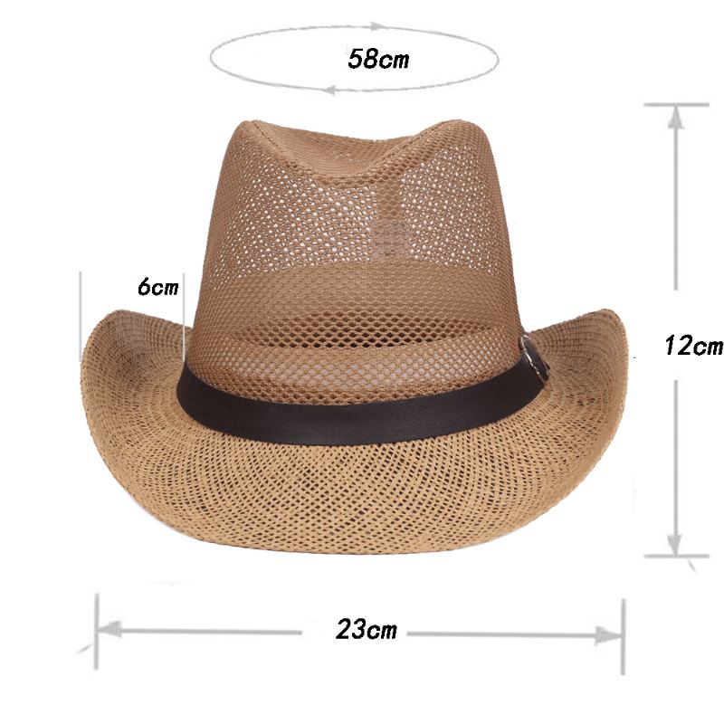 Mænd Udendørs Åndbar Mesh Bowler Jazz Hat Cowboy Sunshade Stråhat