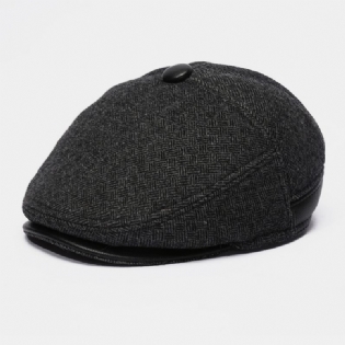 Mænd Uldfilt Plus Velvet Thicken Ørebeskyttelse Hold Varmen Casual Forward Hat Baskerhat