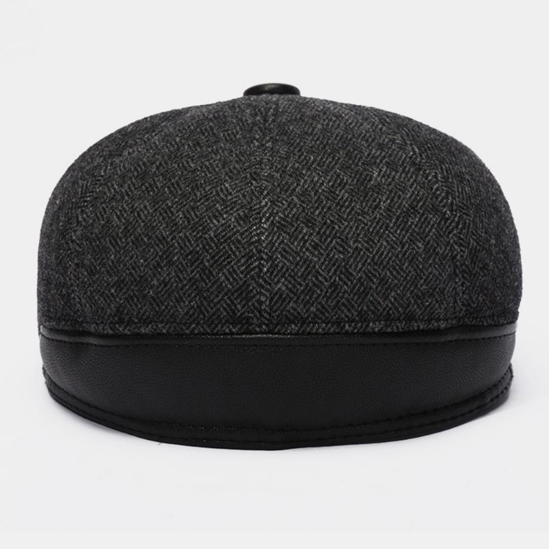 Mænd Uldfilt Plus Velvet Thicken Ørebeskyttelse Hold Varmen Casual Forward Hat Baskerhat