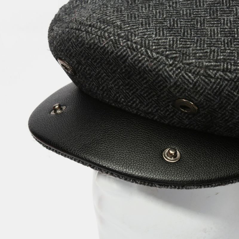 Mænd Uldfilt Plus Velvet Thicken Ørebeskyttelse Hold Varmen Casual Forward Hat Baskerhat